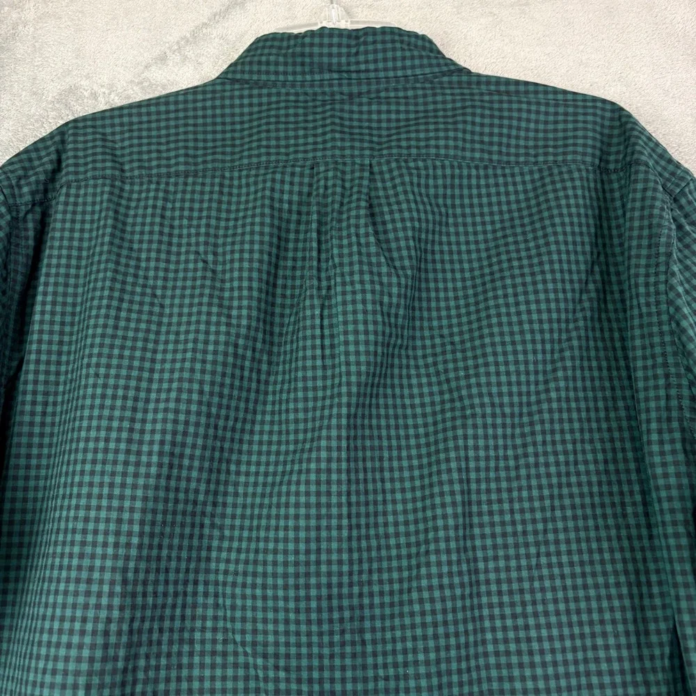J. Crew XL Green Gingham Secret Wash Button Down Shirt Classic Fit Preppy Office